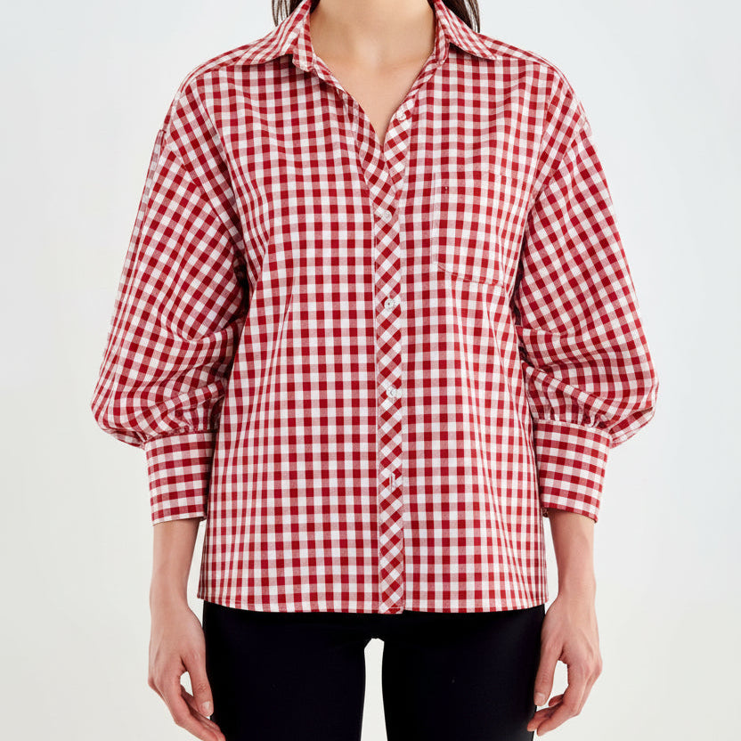 Camicia Vicolo Vichy TAB2583 Naturale/Rosso Donna