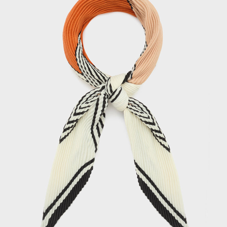 Foulard NALI' Geometric Plisse BOSC0168 Bianco/Arancio Donna