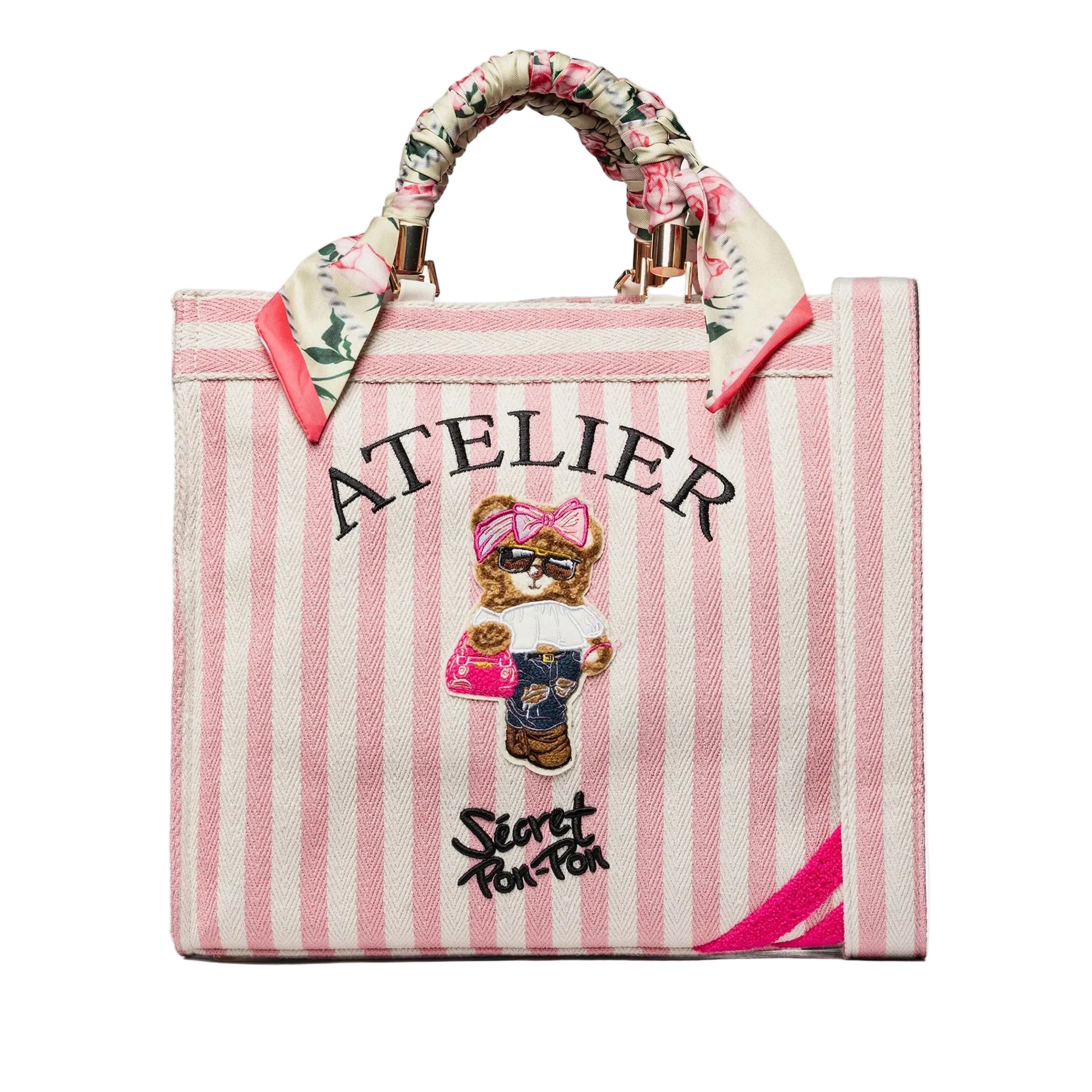 Borsa a mano Sécret Pon-Pon Saint Tropez Bag M Beige/Rose Donna – tracolla regolabile, chiusura zip, H.31xL.35xP.14 cm