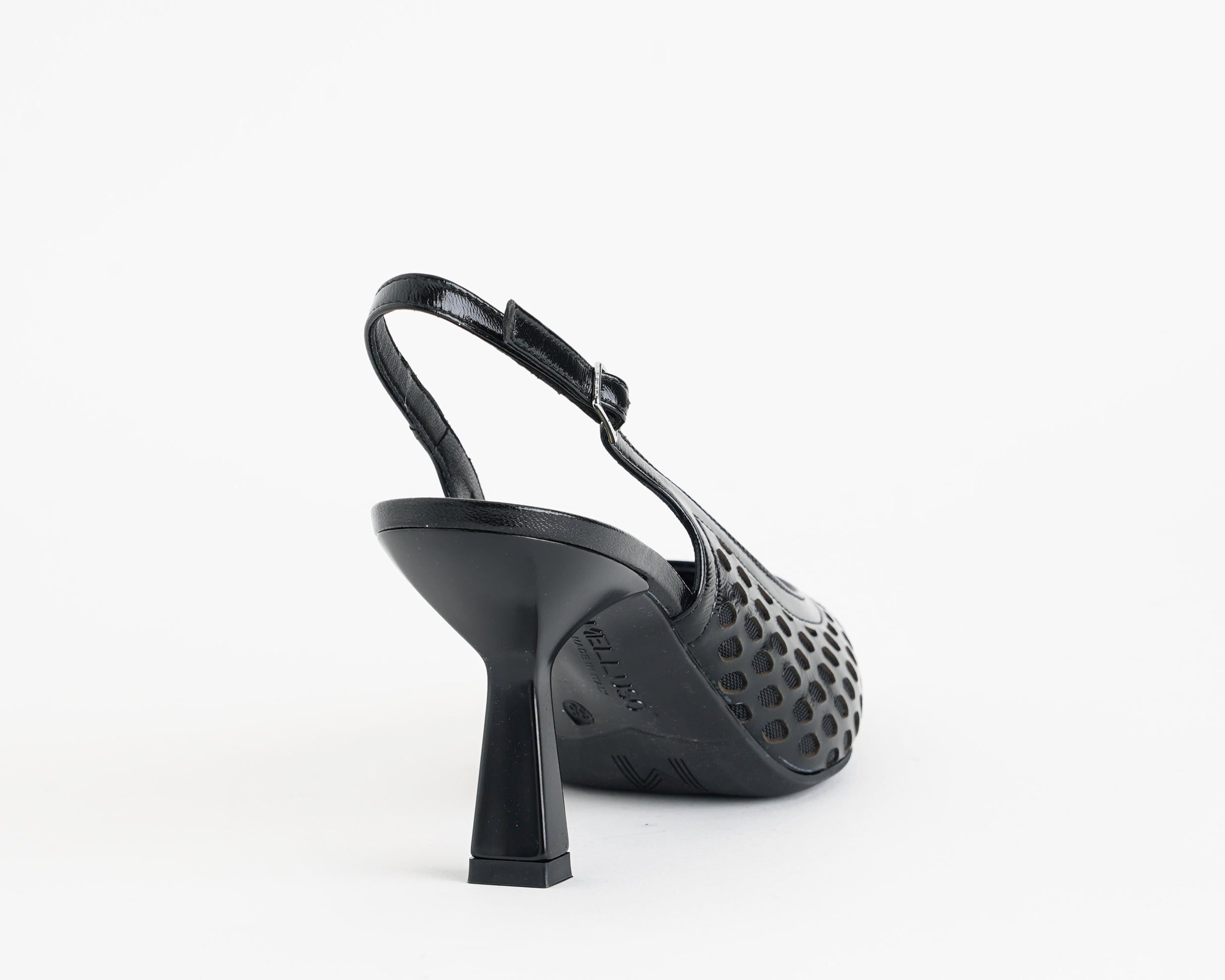 Decolletè Melluso E1857 pelle nera cinturino regolabile tacco 80mm donna vista posteriore
