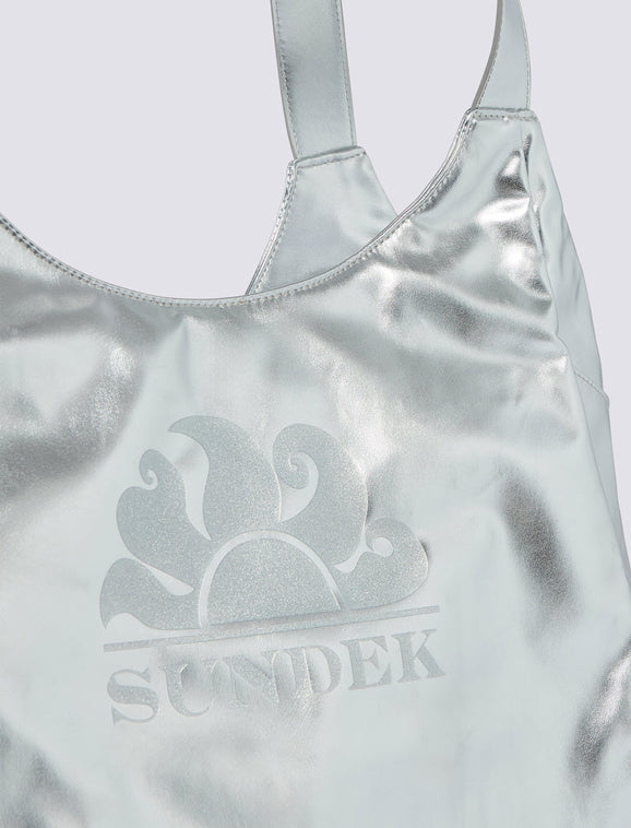 Borsa Shopper laminata con logo Sundek AW417ABPU7LA Silver