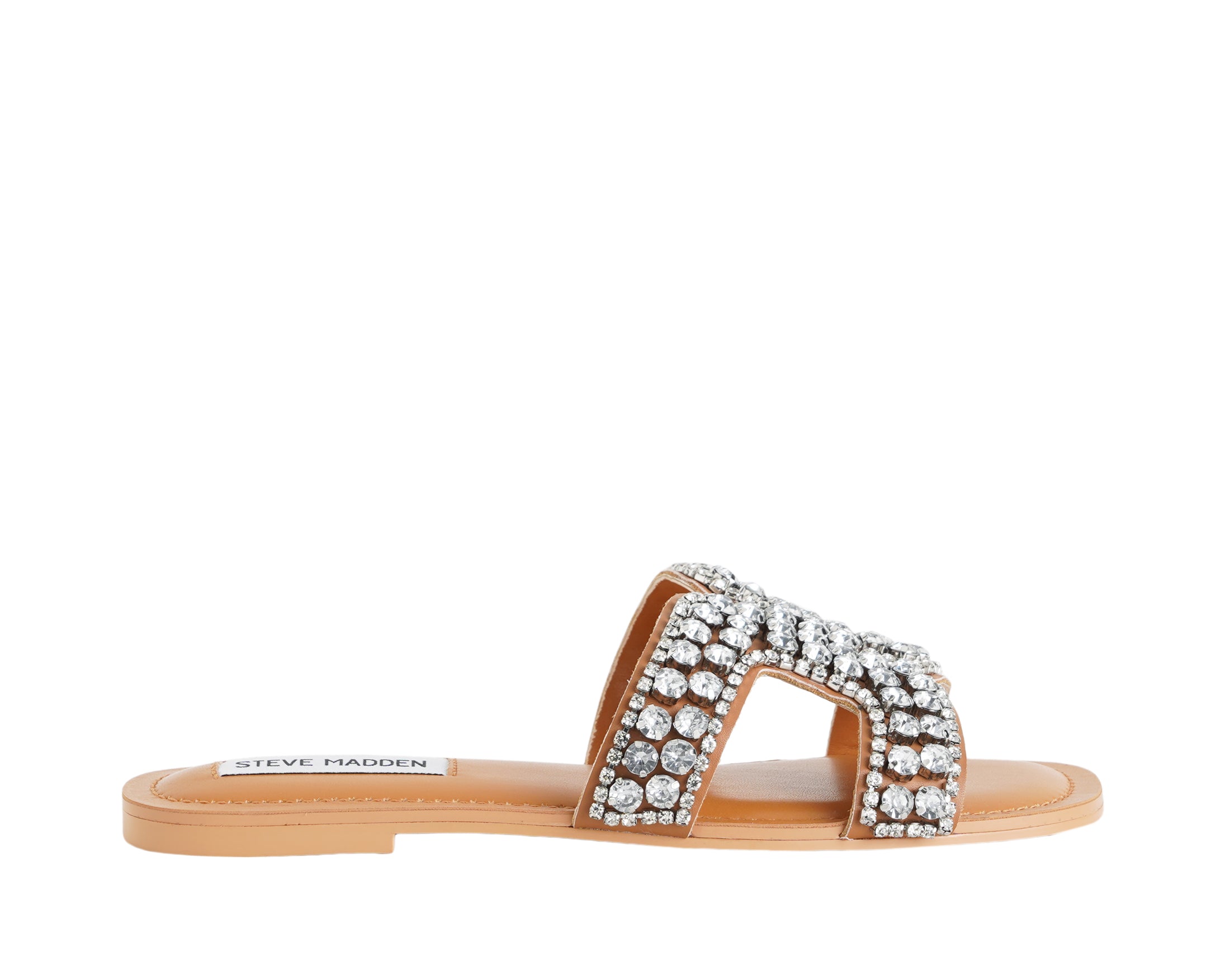 Steve Madden Zaira SMSZAIRA-TA1 – Sandalo basso donna Tan Action Lea con strass