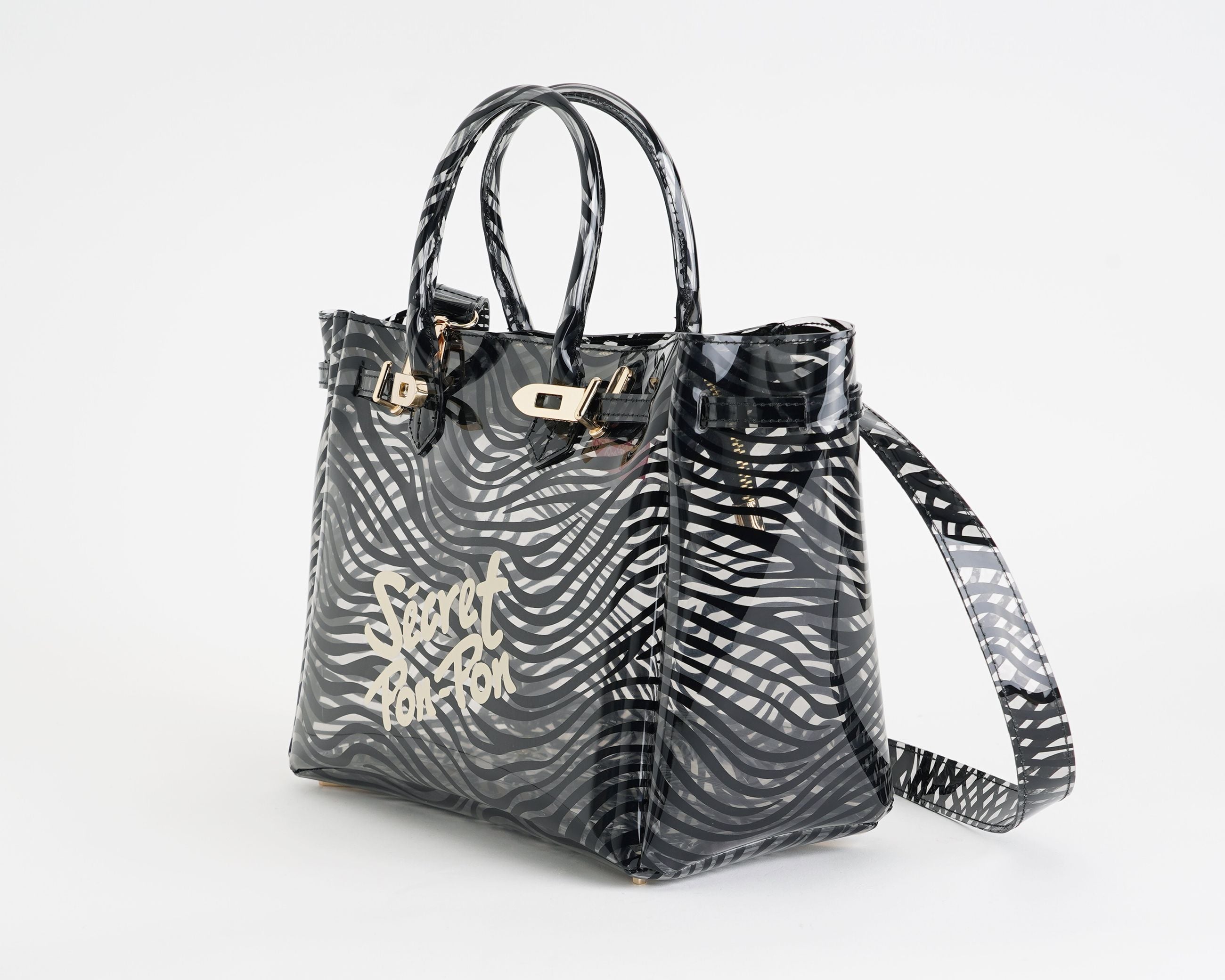 Borsa a mano Sécret Pon-Pon Brigitte Animalier Zebra Donna – tracolla rimovibile, chiusura zip, H.23xL.29xP.16 cm