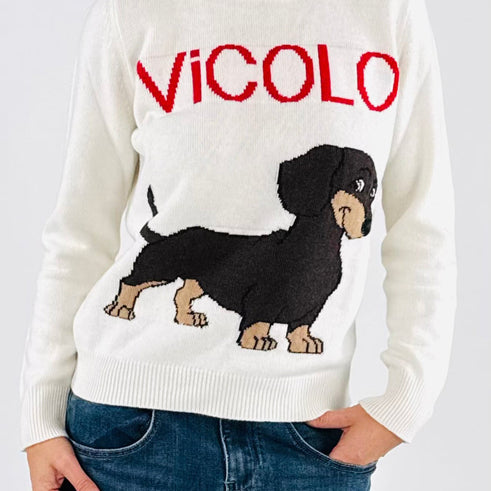 Maglioncino VICOLO con stampa bassotto 77178F Donna