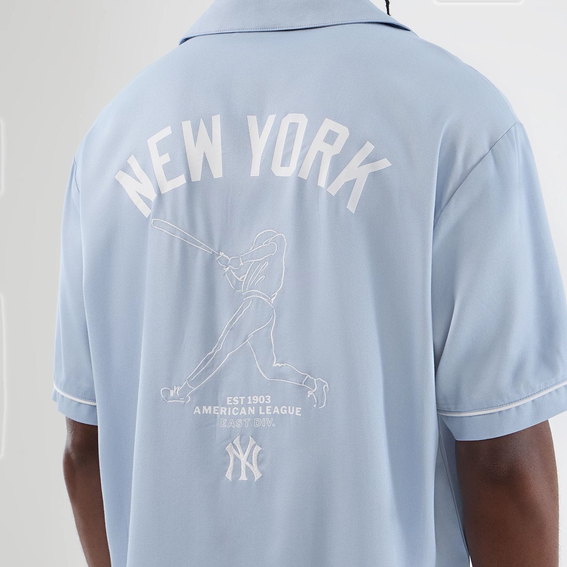Camicia maniche corte New Era New York Yankees MLB 60856138 colore blu pastello Pastel Blue (450)