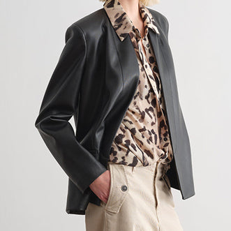 Giacca effetto pelle in tinta unita JIJIL JPI25GI339.0EP0031 Nero Donna