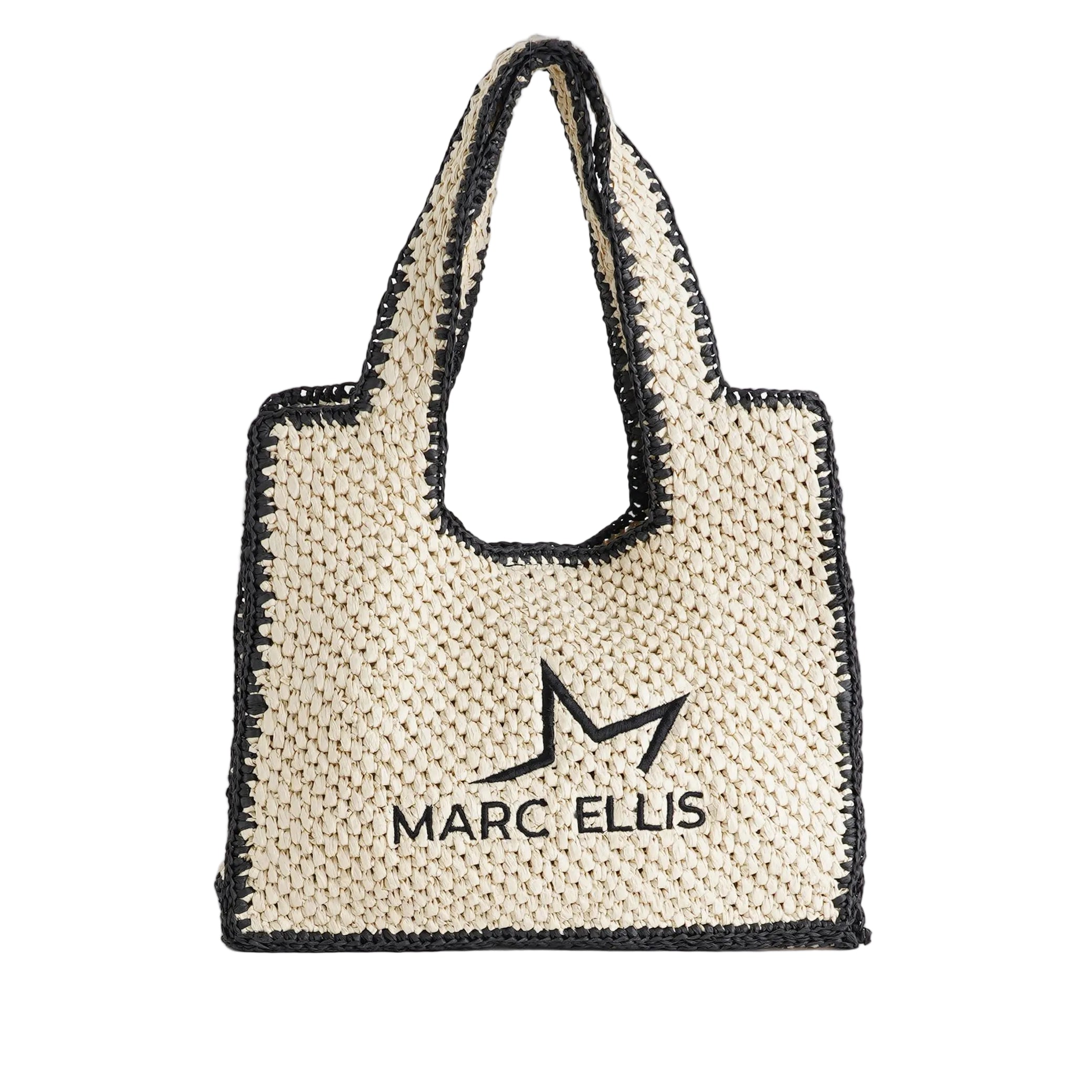 Borsa a spalla Marc Ellis Buby S.Paul natural da donna in rafia, chiusura clip, 30x36x16 cm