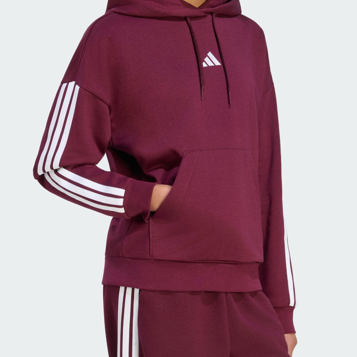 Felpa con cappuccio Adidas Essentials 3-Stripes KX0791 Maroon/Ivory Donna