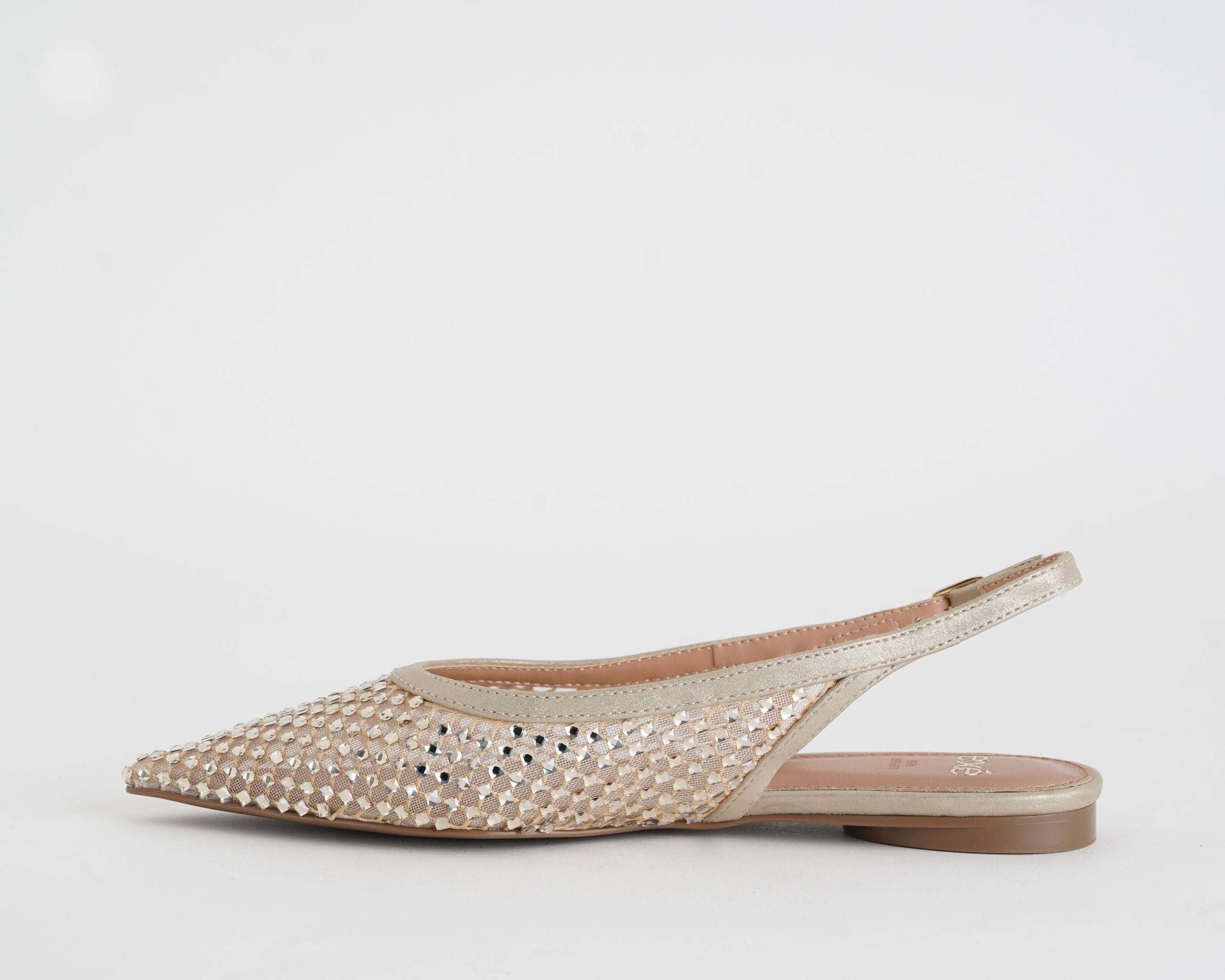 Ballerine donna EXE Miami-222 Beige Light Gold in mesh con strass