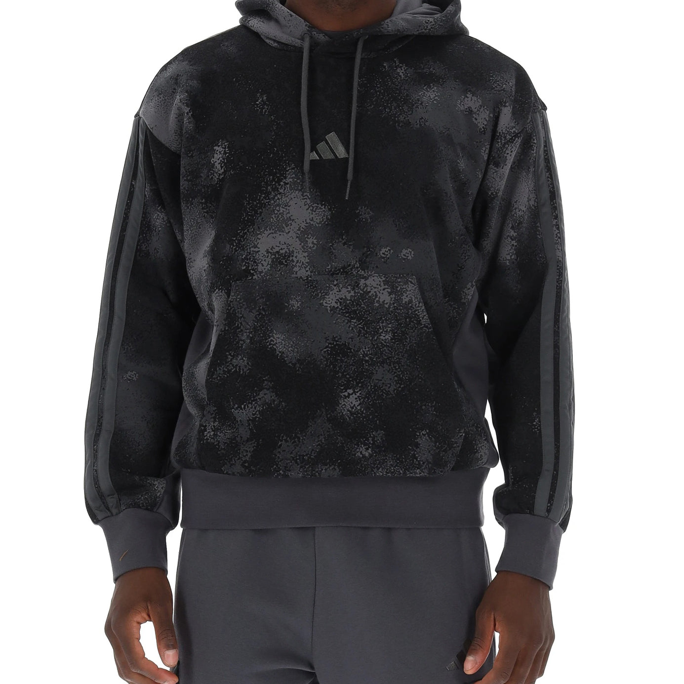 Felpa ADIDAS camouflage con ricamo centrale JW3709 Nero/Grigio Uomo