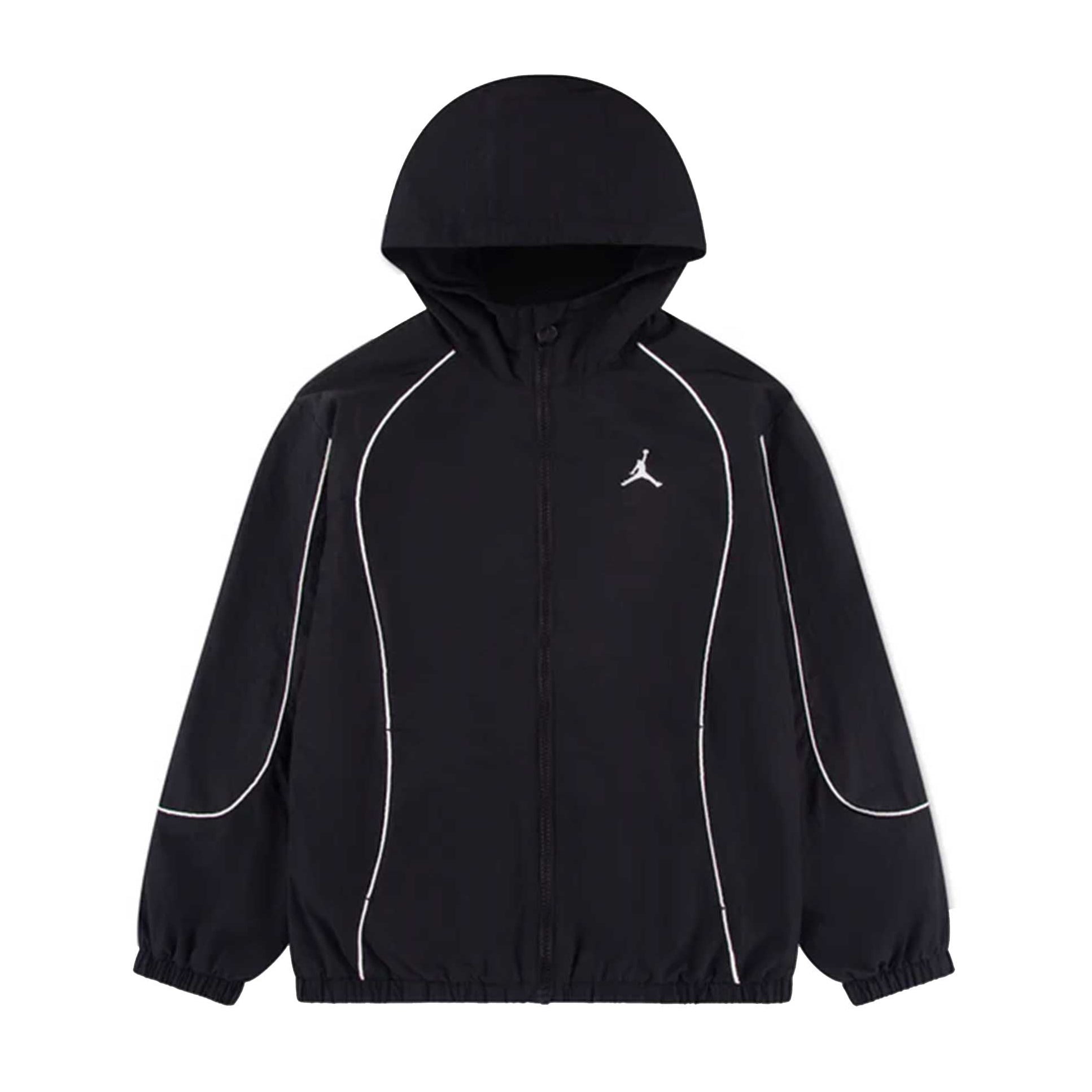 Giacca Jordan JDB Color Block 95F395-023 k-way cappuccio piping contrasto logo Jumpman nero bambino vista frontale