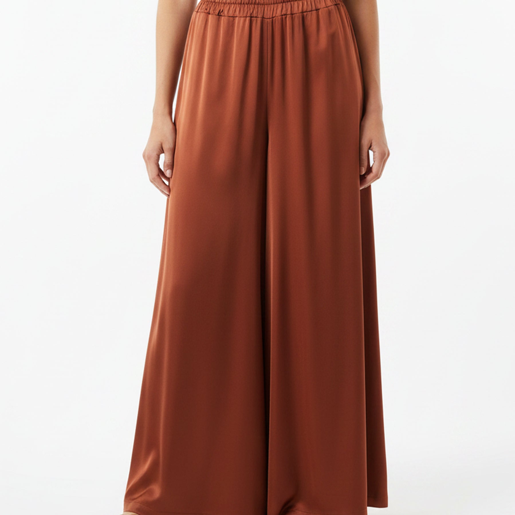 Pantaloni Anonyme in raso viscosa P76ST232 Brick
