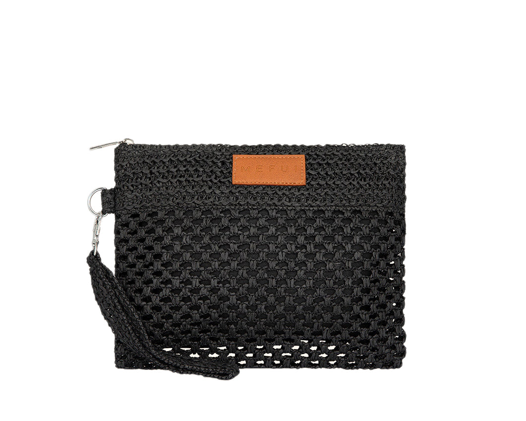 Mini Pochette Me Fui SW0055BK in rafia Nero Donna