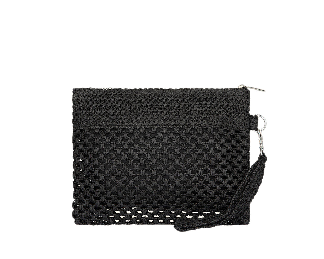 Mini Pochette Me Fui SW0055BK in rafia Nero Donna