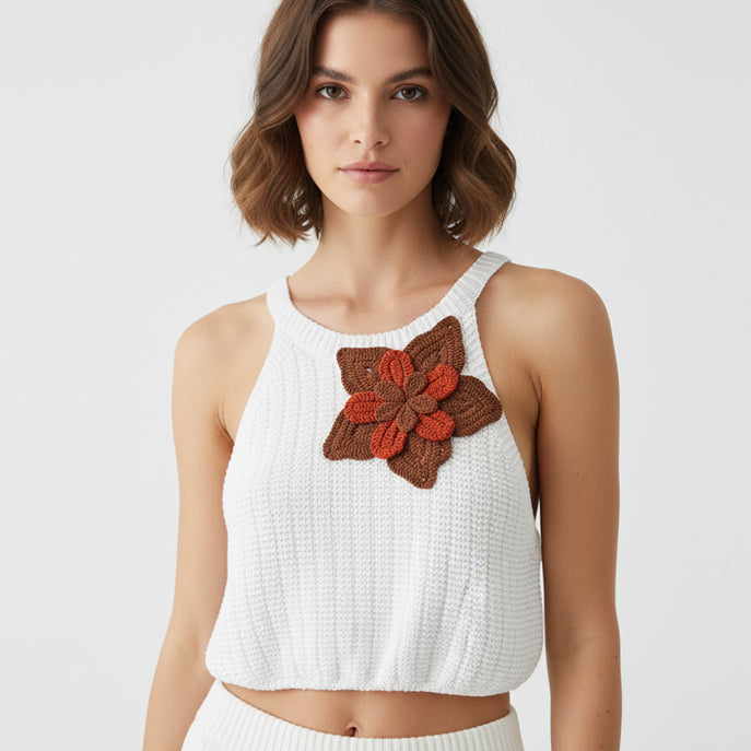 Top con fiore Pho 4323195 Arancio