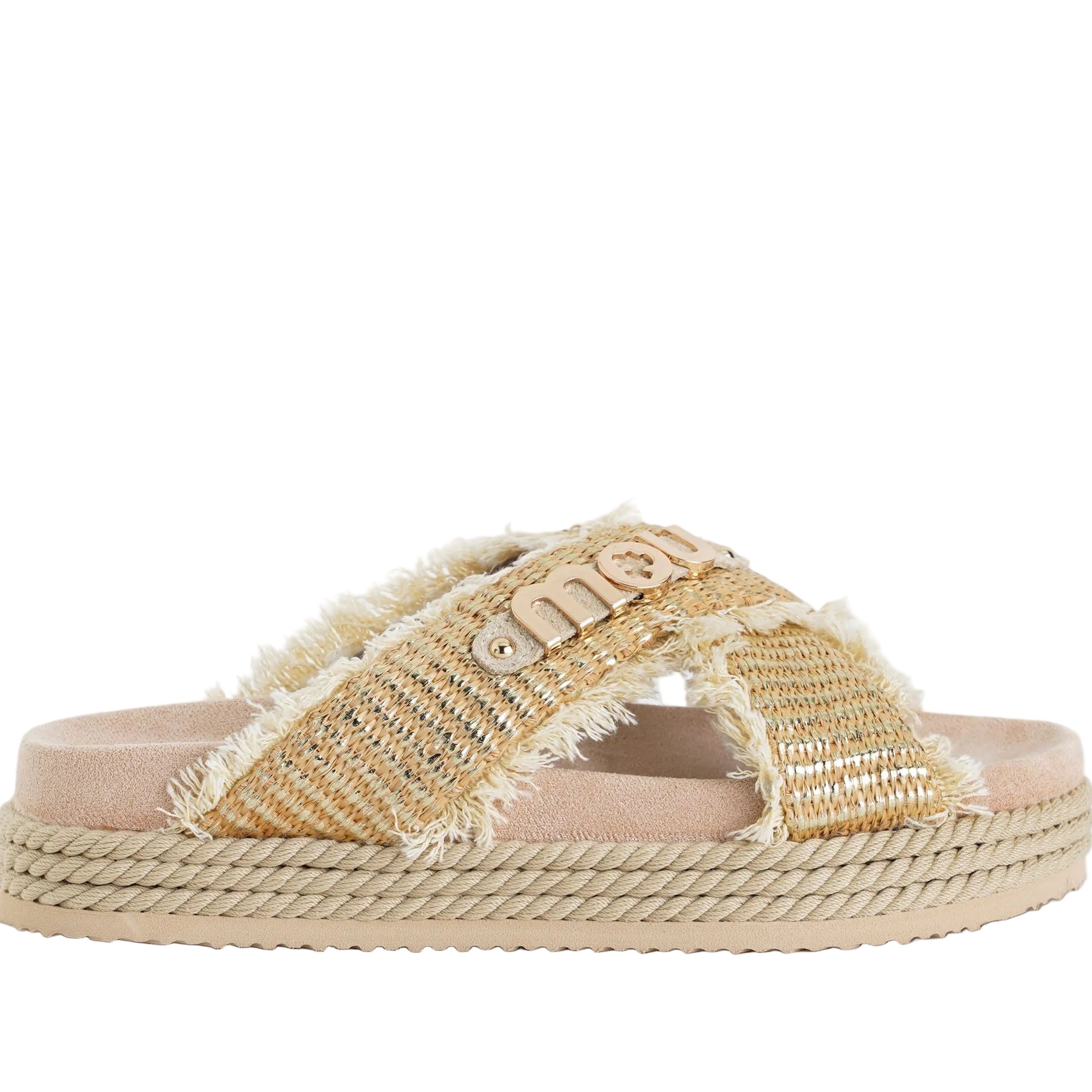 Sandalo Mou Criss-cross Sandal Raffia Metal Naturale MU.SW451009K Donna