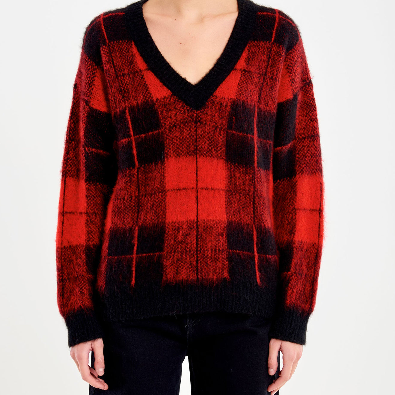 Pull Scollo a V Check VICOLO 55201F Donna