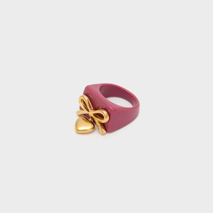 Anello Demure over con fiocco/cuore NALI' MEAN0283 Vino Donna