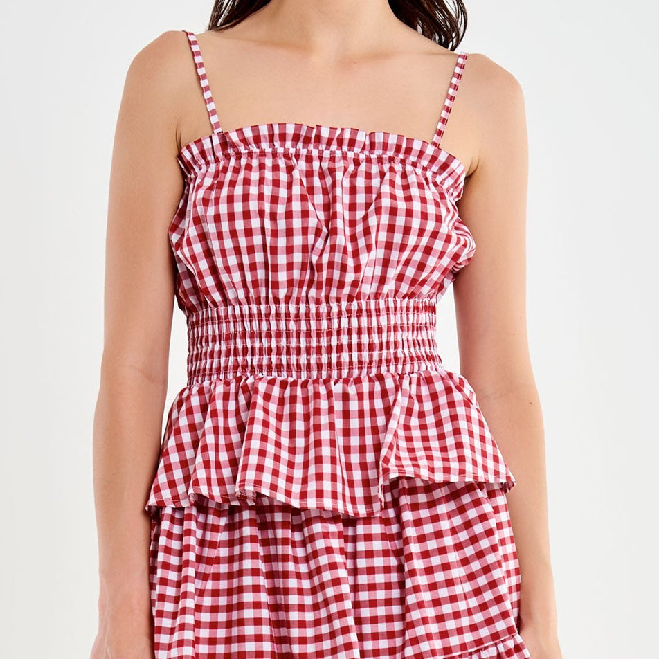 Top Vicolo Vichy TAB2707 Naturale/Rosso Donna
