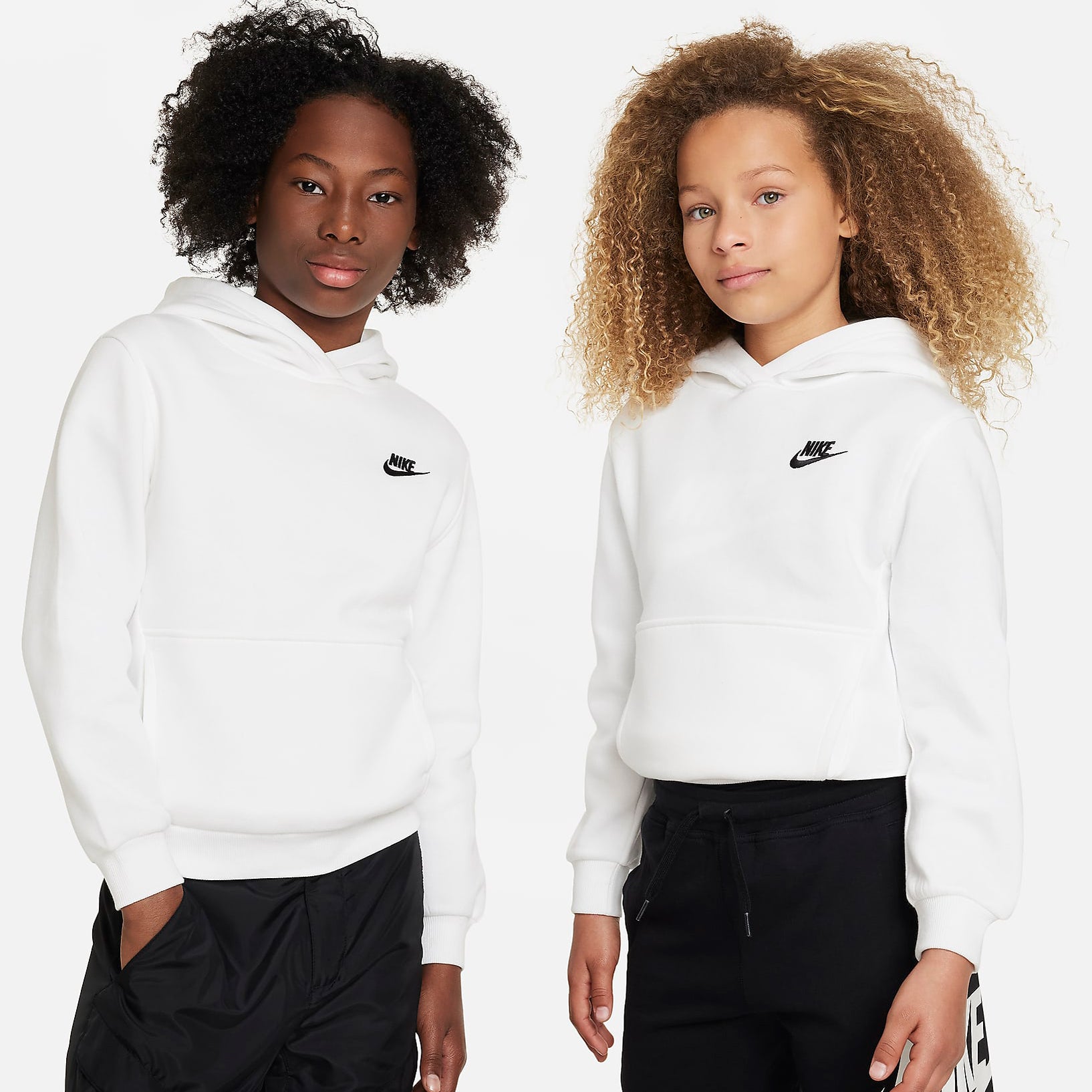 Felpa con cappuccio Nike Sportswear Club Fleece FD3000 100 bianco Unisex bambino