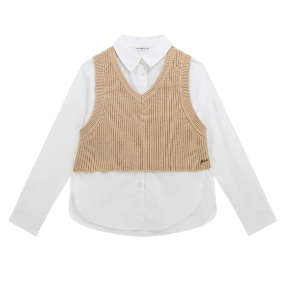 Camicia con gilet GUESS J5BH01 Pure White Bambina