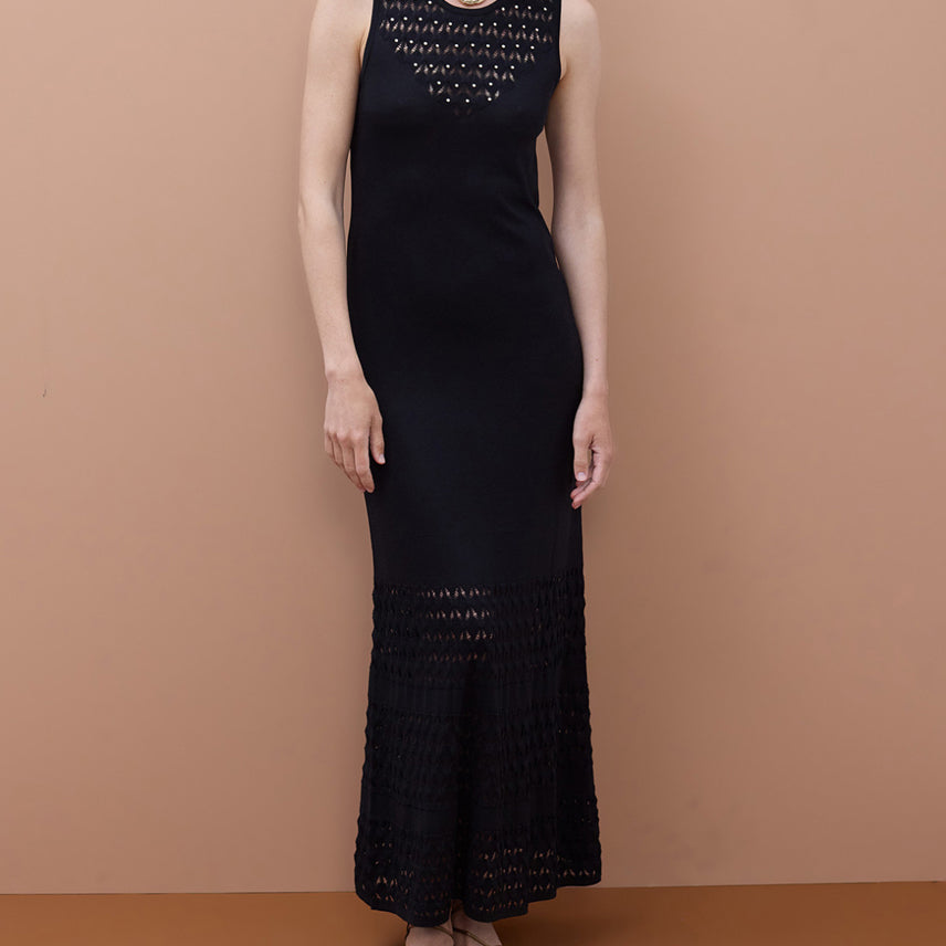 Abito lungo in maglia Lola Casademunt MS2616001 Nero Donna