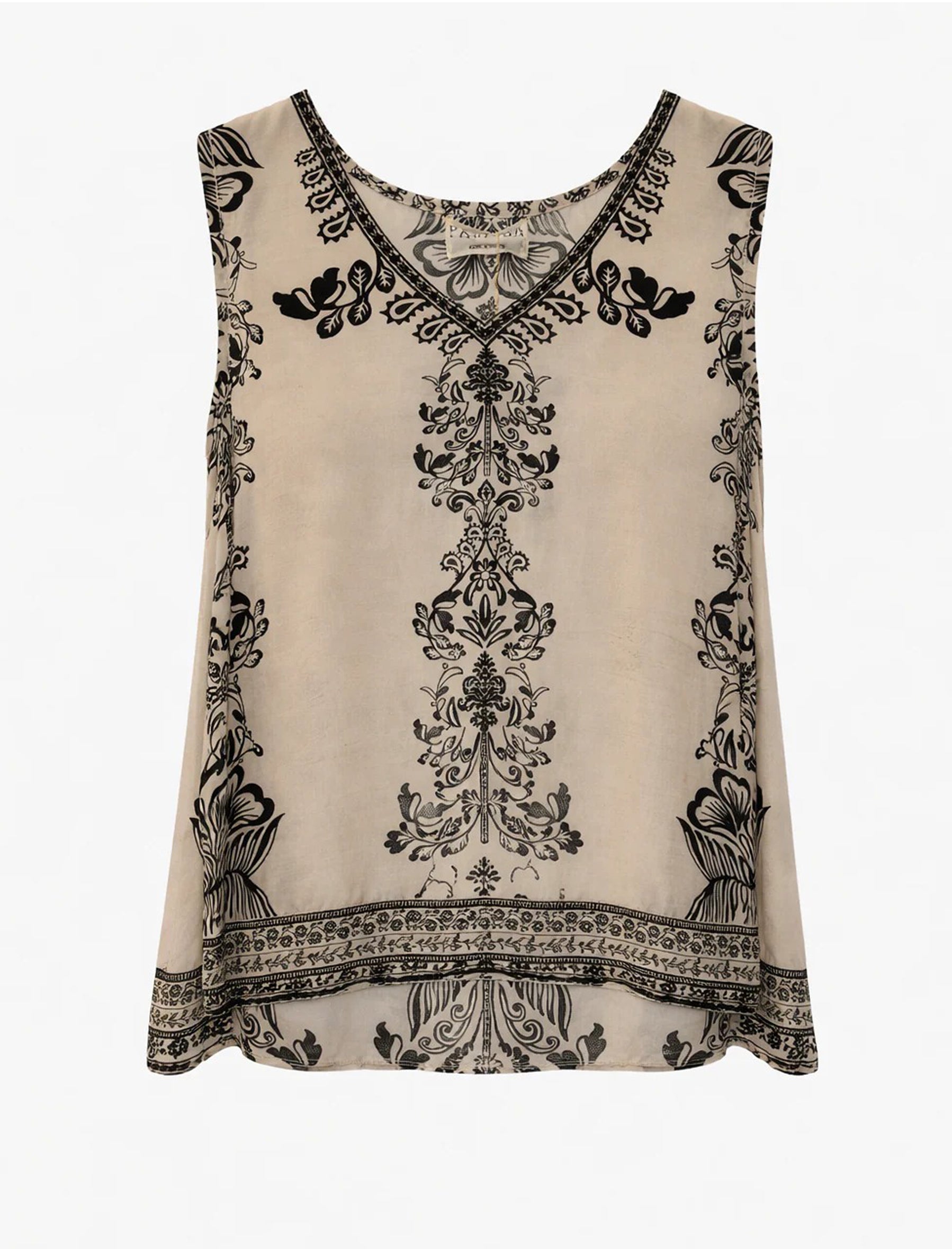 Top con scollo a V Pahiesa TPG2602 Ecru/Black