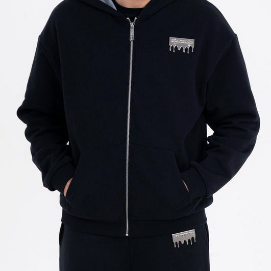 Felpa con zip Sprayground Silver Drip Smooth Perfect Full-zip SP997GBLK Nero Uomo