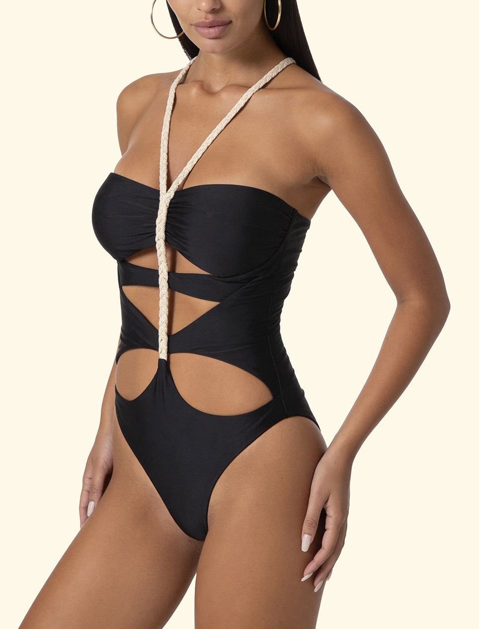 F**K FK26-SW0452BK trikini nero cut-out lurex