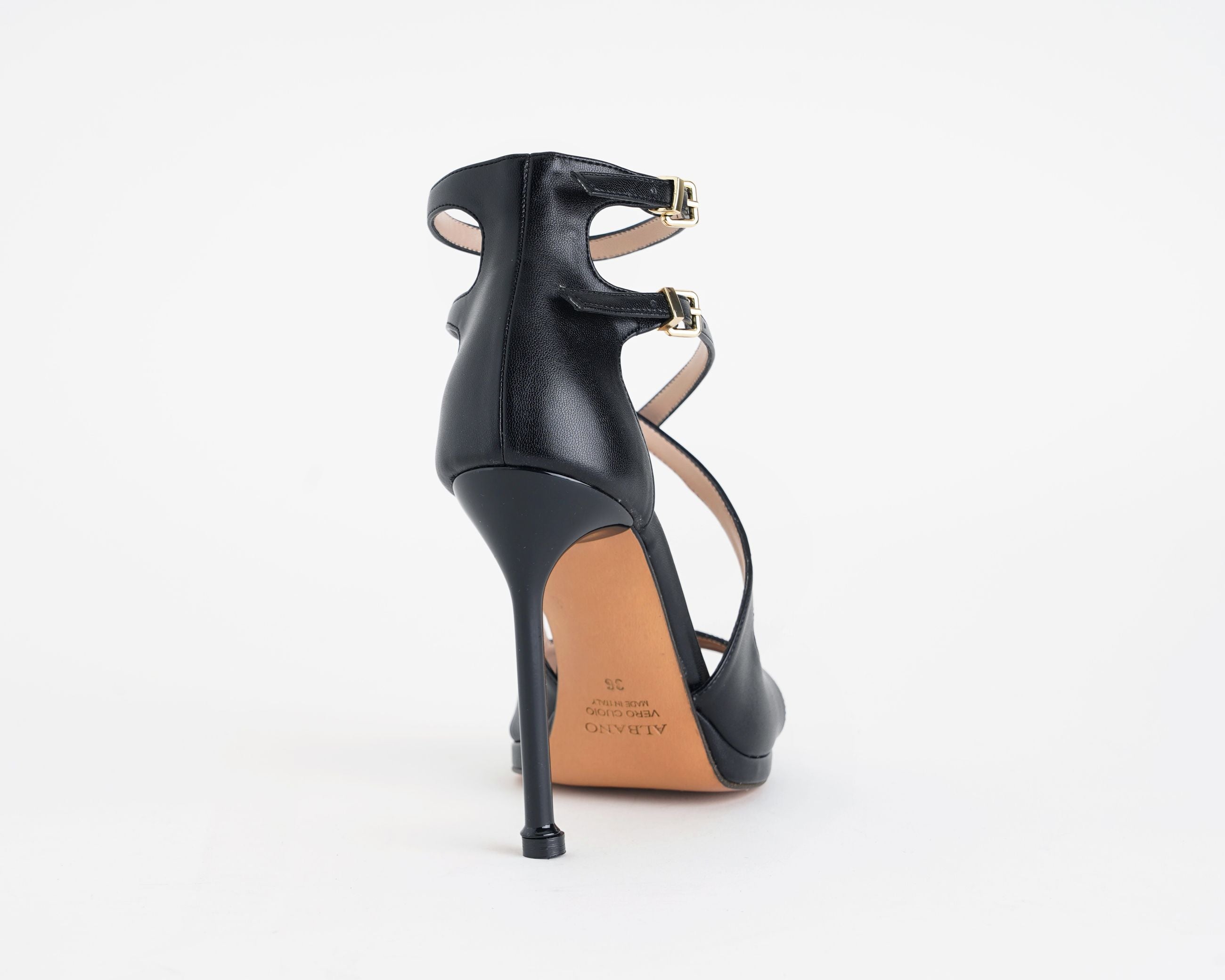 Sandalo alto ALBANO 5592 Nero donna – nappa con doppio cinturino
