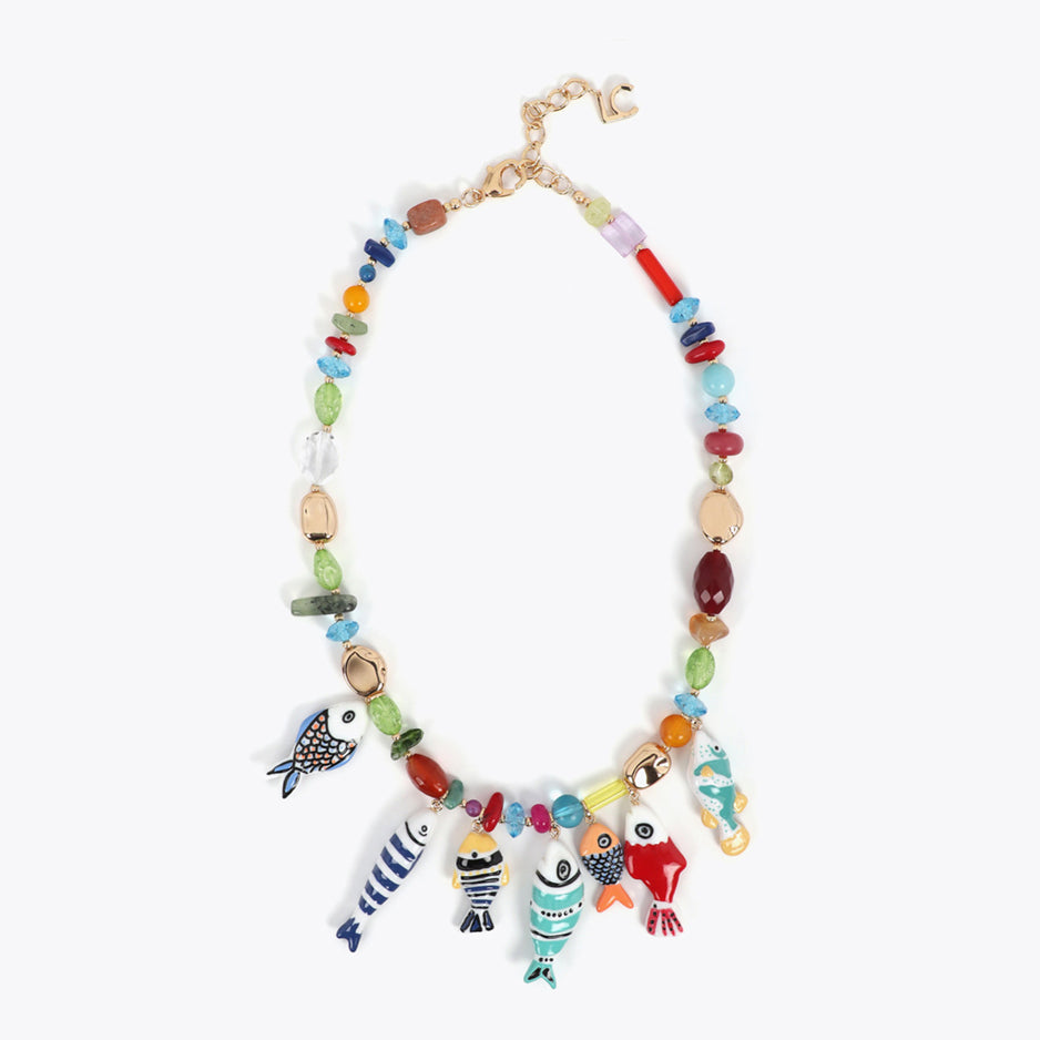 Collana di cristalli multicolori con ciondoli a forma di pesce Lola Casademunt LS2603059 Rosso/Multicolore Donna