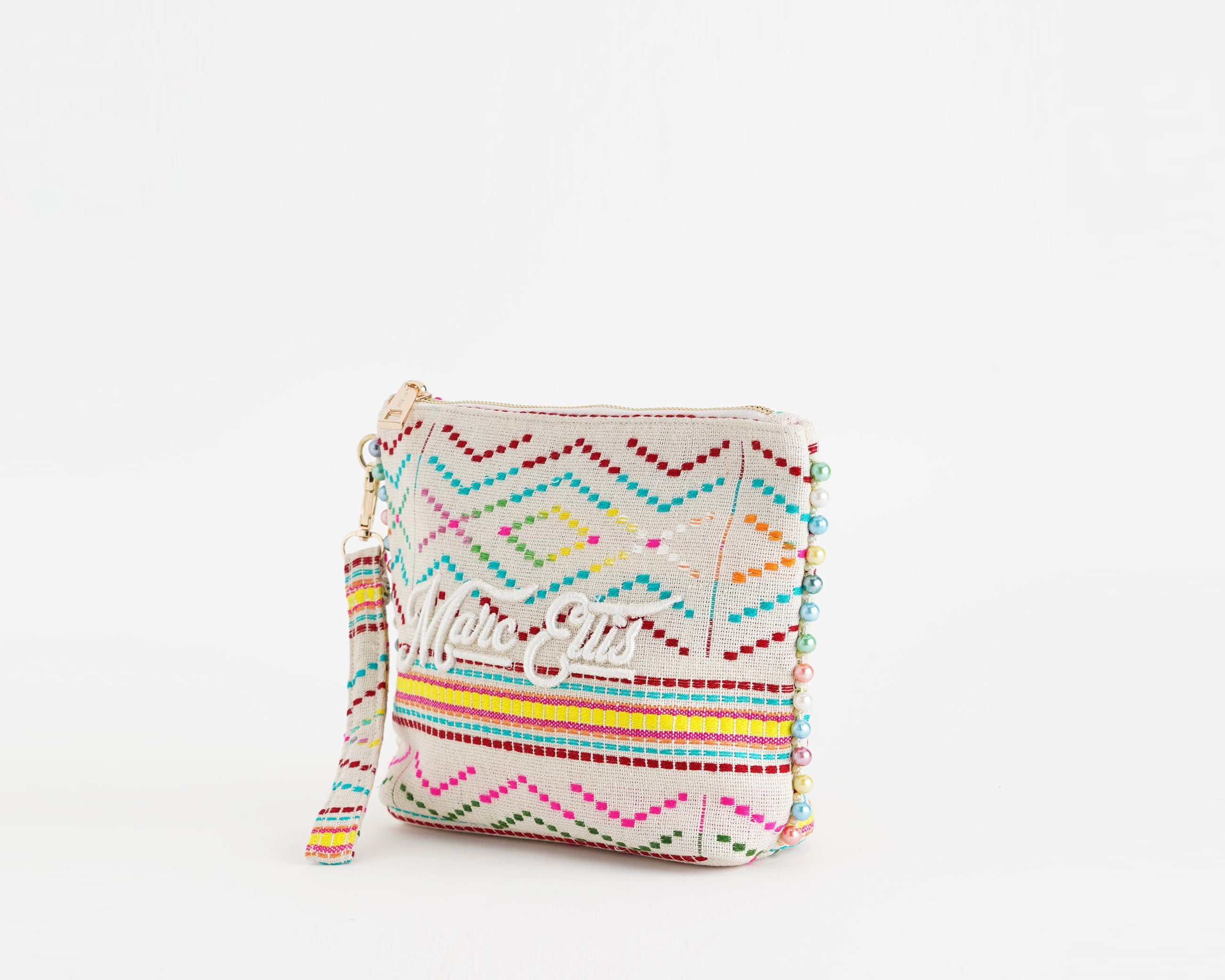 Pochette Marc Ellis Cassy Indy 26 Donna Variant 08 – vista laterale, profilo H.20×L.27×P.8 cm con manico removibile e tirazip logato