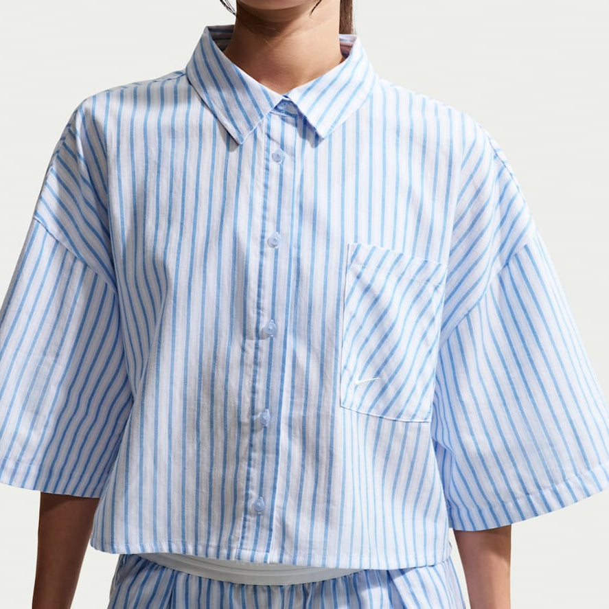 Nike Camicia Oversize Sportswear Chill Poplin II4228-435 Lt Photo Blue donna