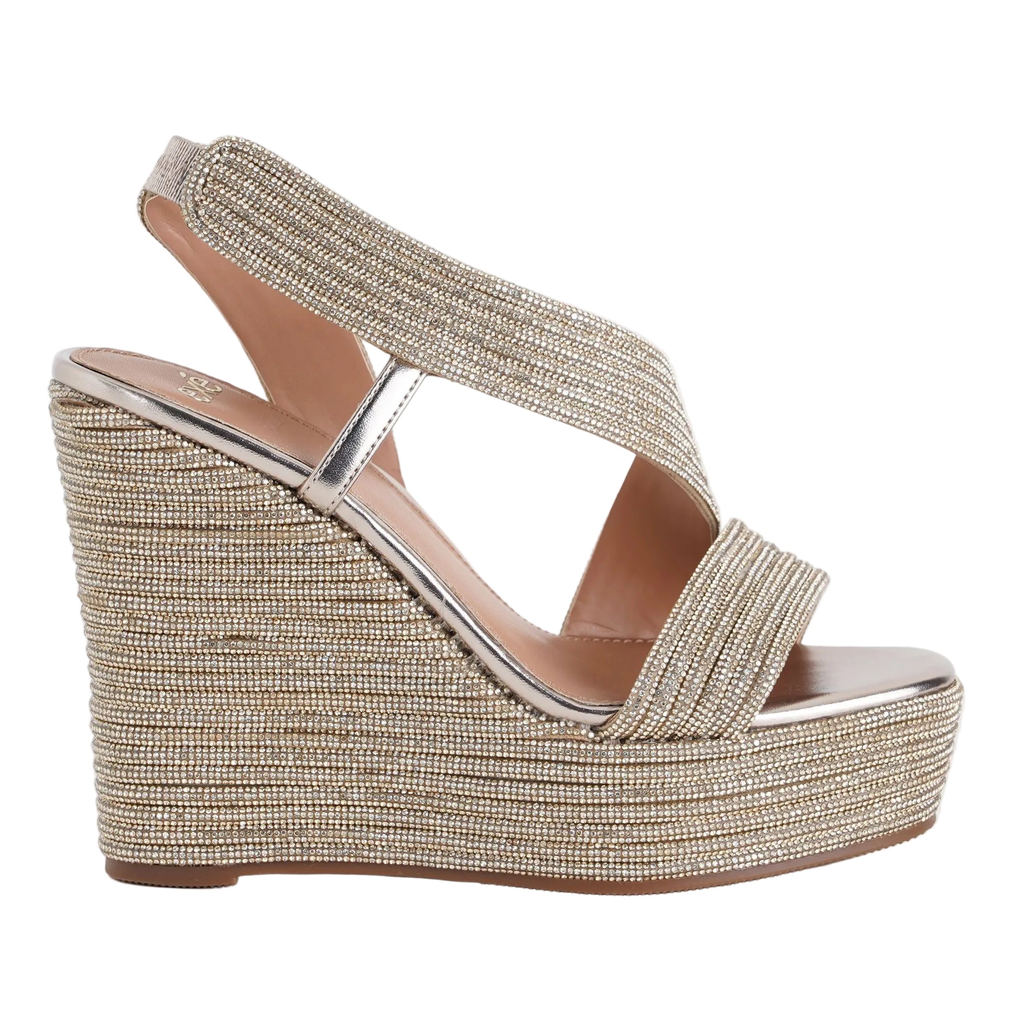EXÈ Sandalo alto zeppa strass Naomi-917 light gold donna - art. NAOMI-917