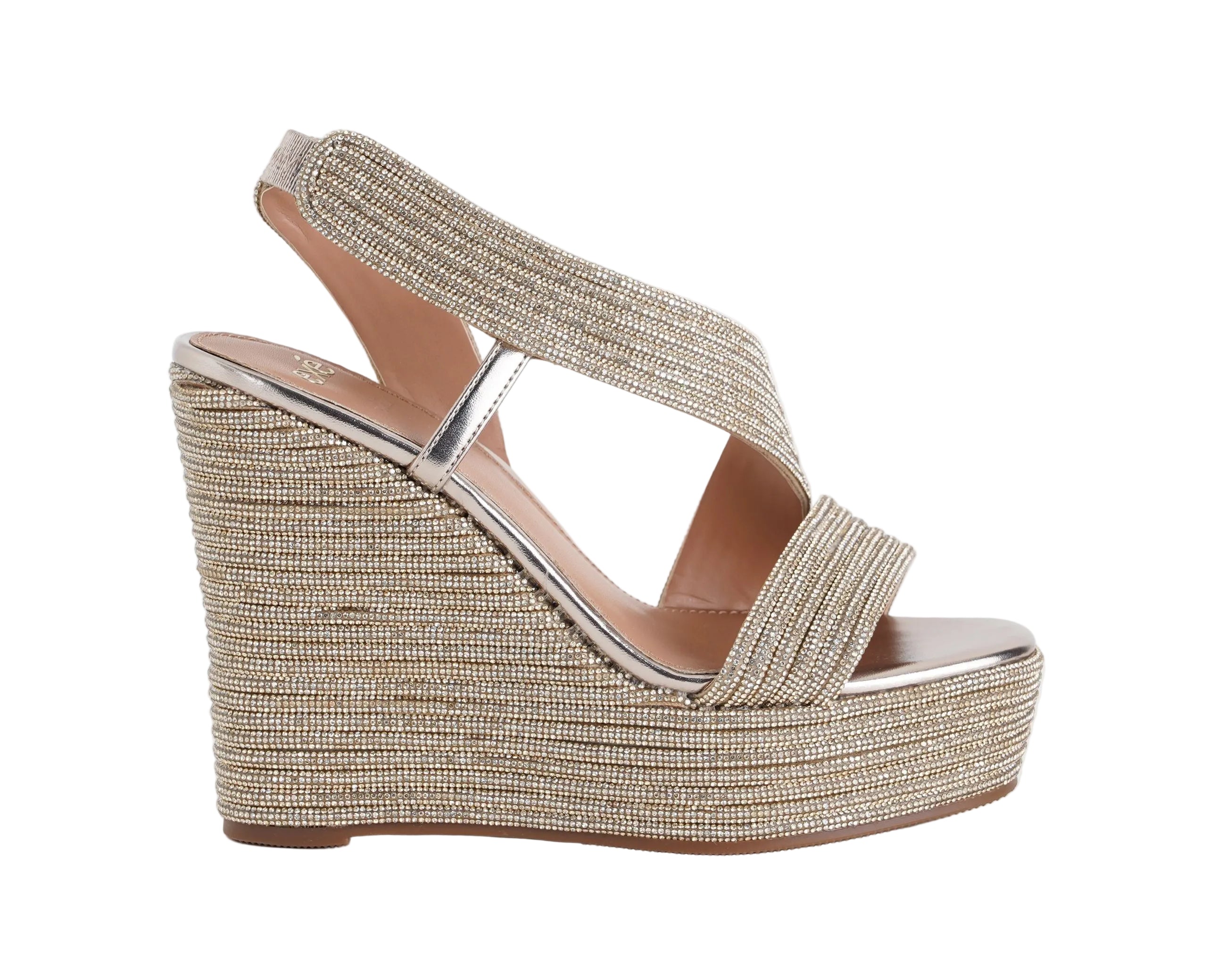 EXÈ Sandalo alto zeppa strass Naomi-917 light gold donna - art. NAOMI-917