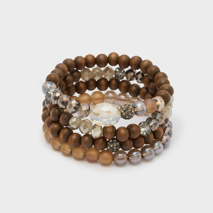 Set bracciali NALI' Beads ABBR0176 Grigio/Legno Donna