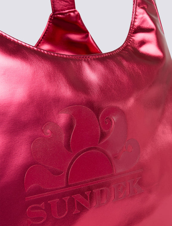 Borsa Shopper laminata con logo Sundek AW417ABPU7LA Pitaya