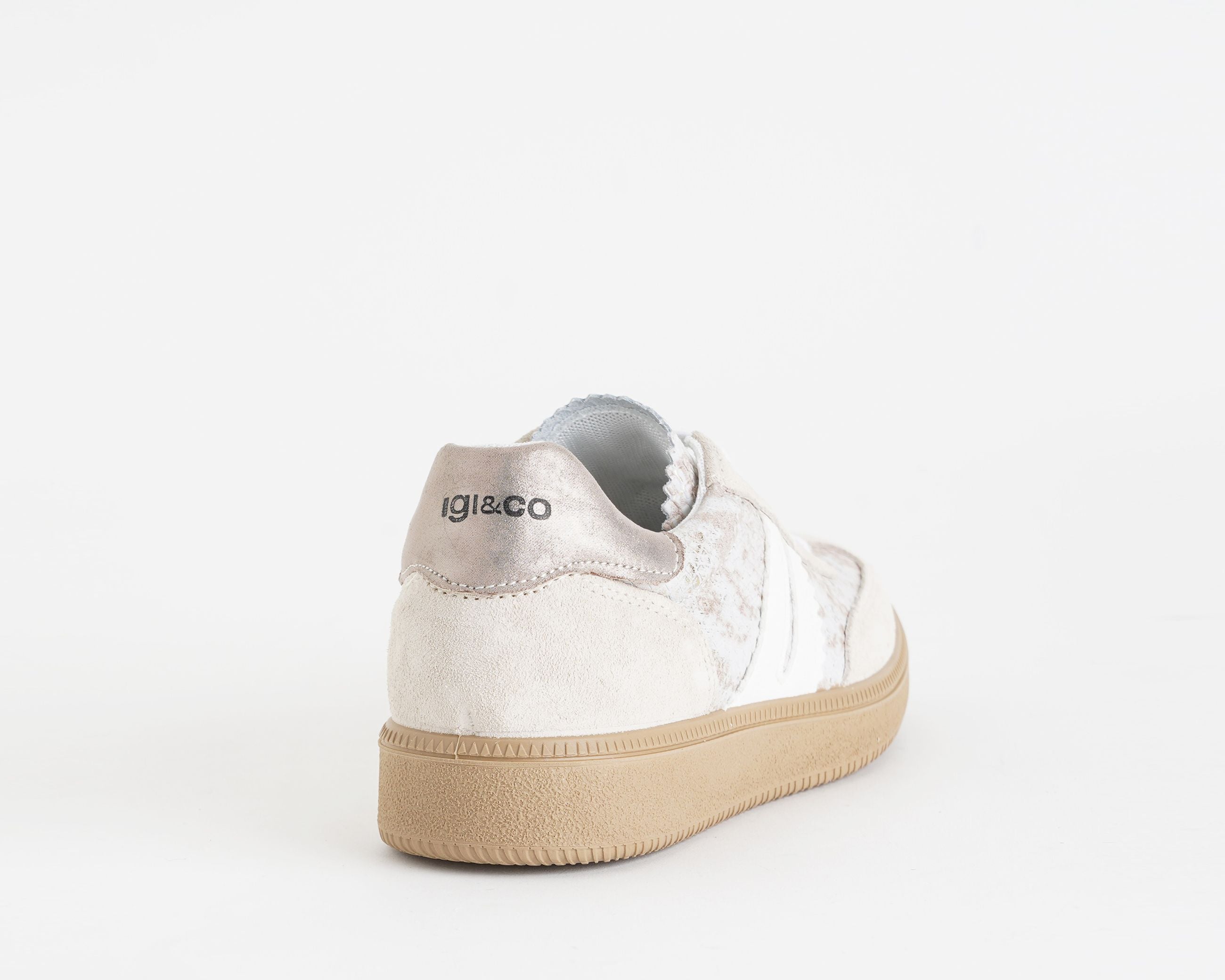 Sneakers con zeppa IGI&CO 1142599 juta platino da donna, tomaia in camoscio bicolore, zeppa 30 mm