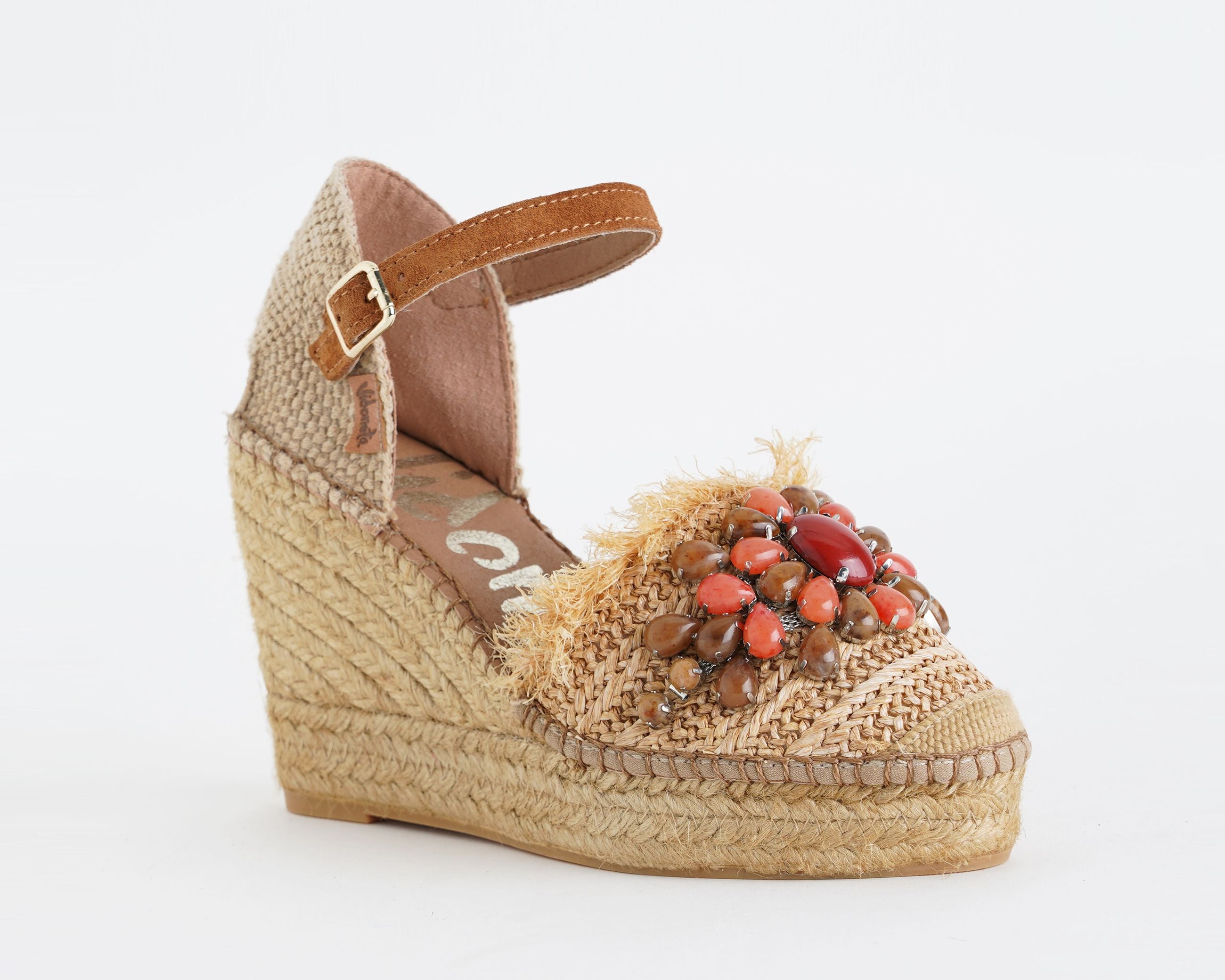 Espadrillas con zeppa Vidorreta 122P Etnica Rojo