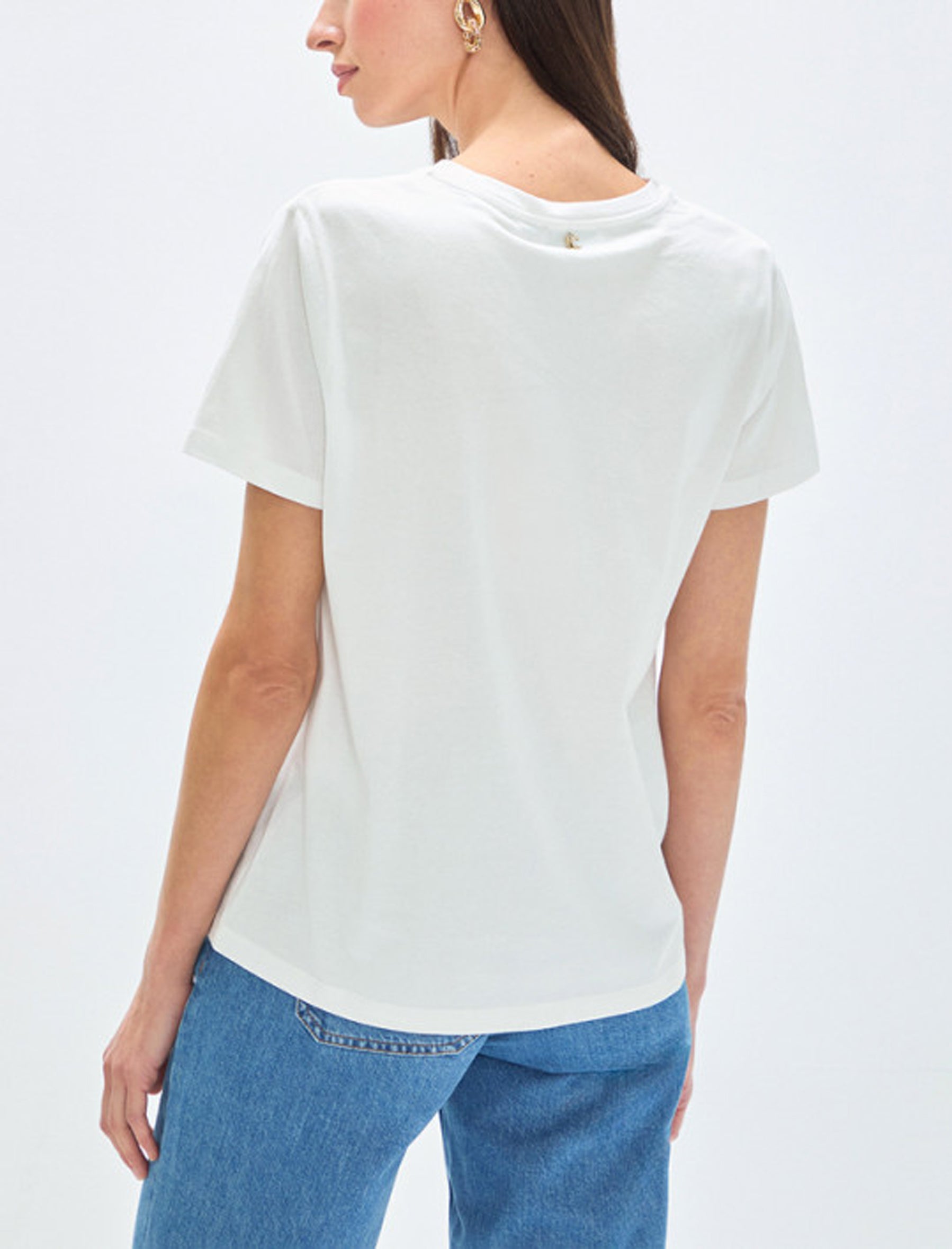 T-Shirt stampa animale con palma Lola Casademunt LS2615019 Bianco