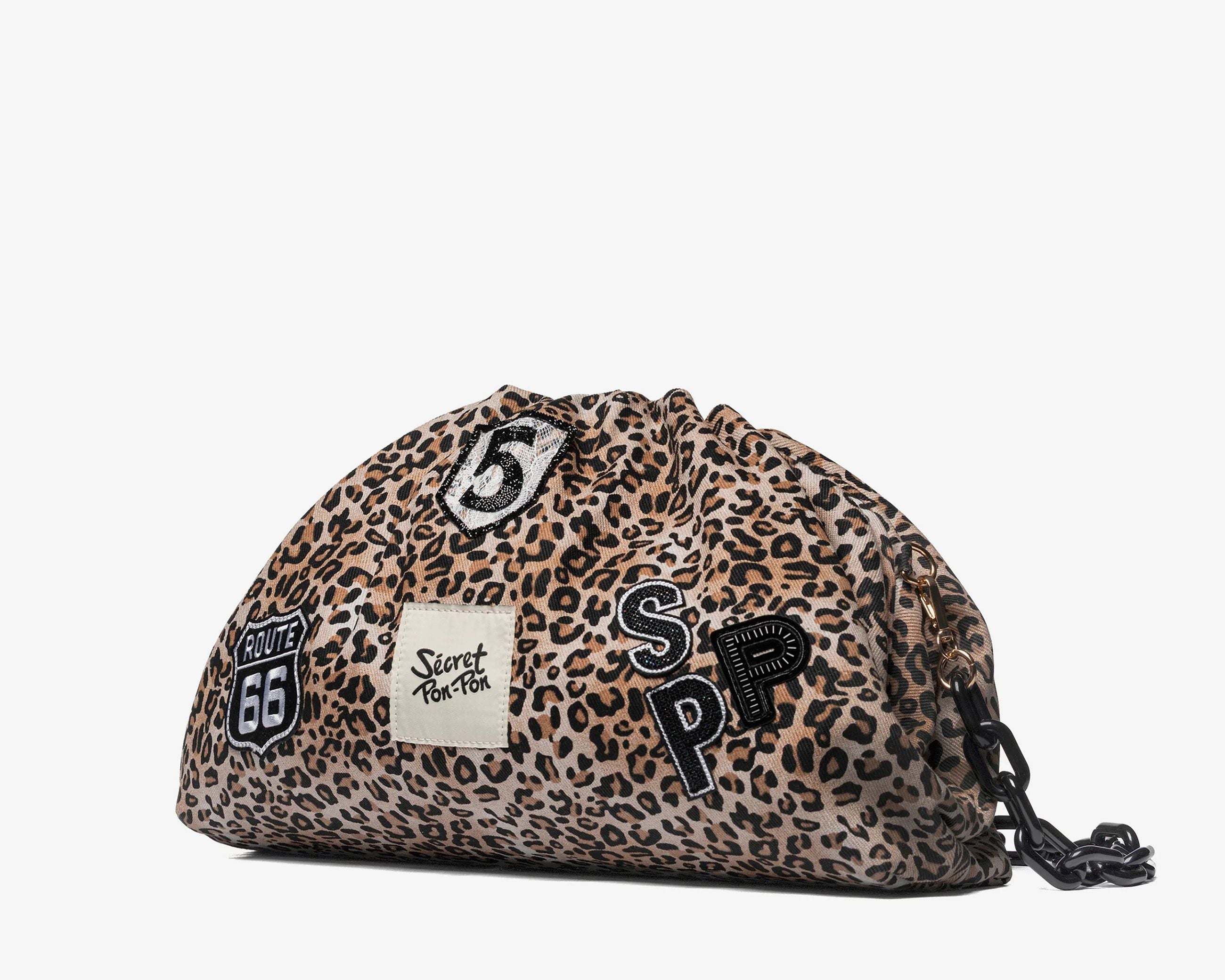 Pochette Sécret Pon-Pon Capri Canvas Leopard Donna – tracolla regolabile, chiusura automatica, H.22xL.37xP.11 cm