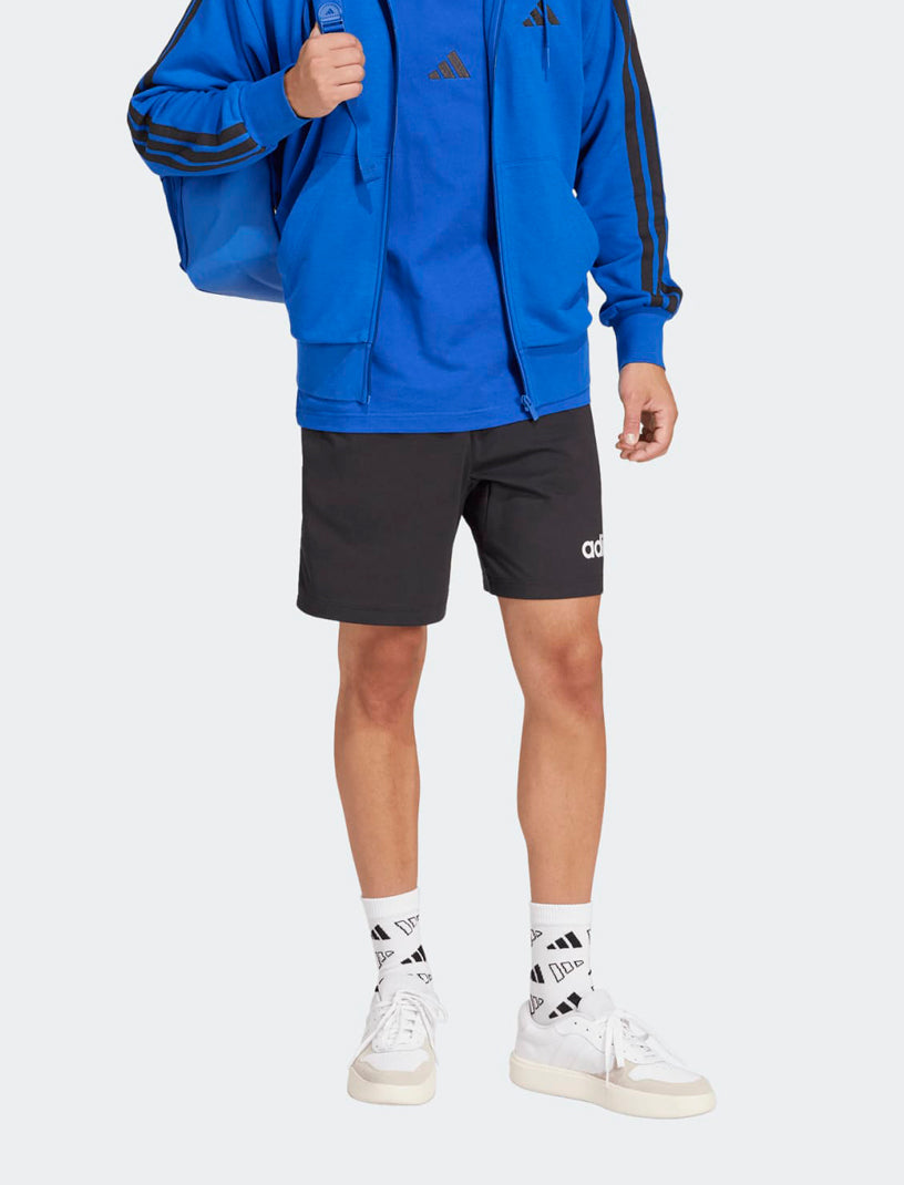 Shorts Adidas Essentials Linear Single Jersey JE9012 nero uomo vista frontale completa