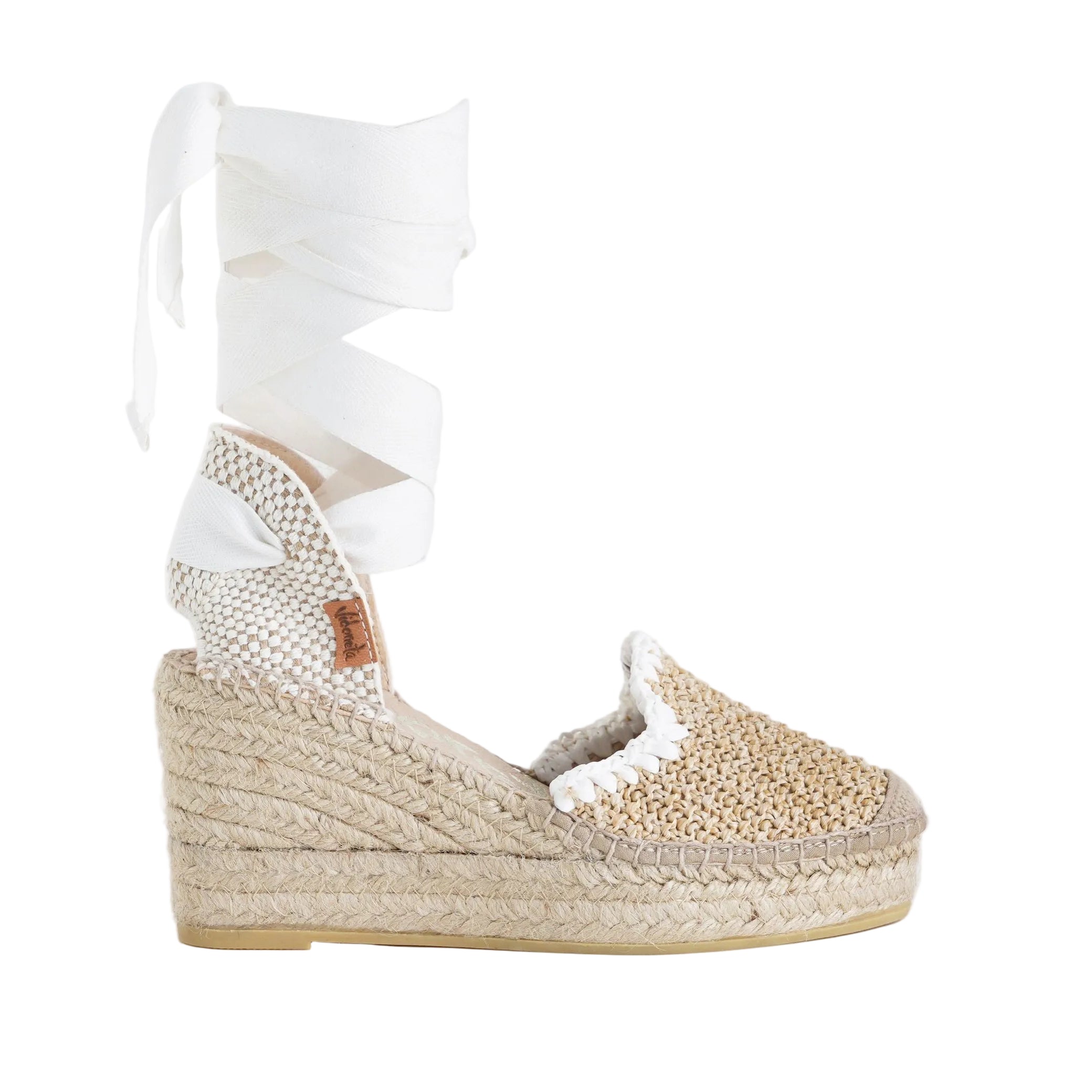 Vidorreta 0247 Ceilan Espadrillas Raffia Zeppa Lacci Donna VIDORRETA Natural Blanco
