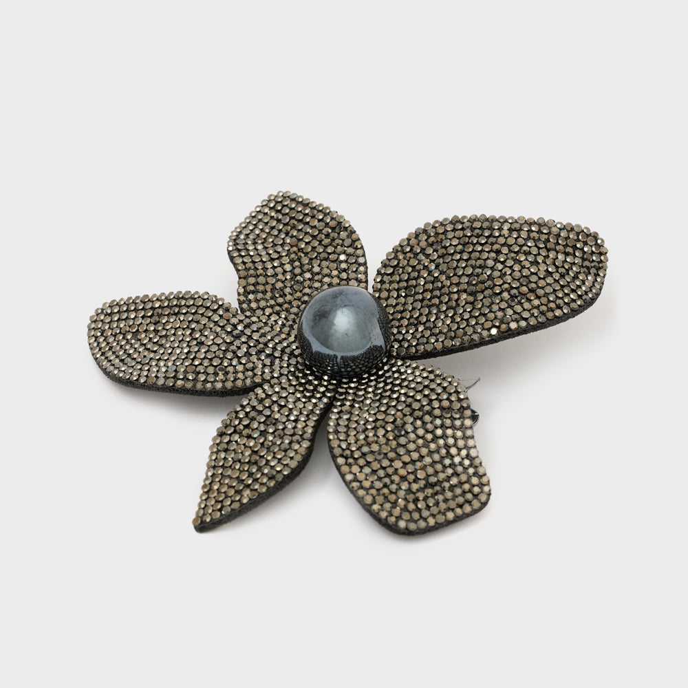Spilla Fiore con perla e pietre EMSL0107 Nero Donna