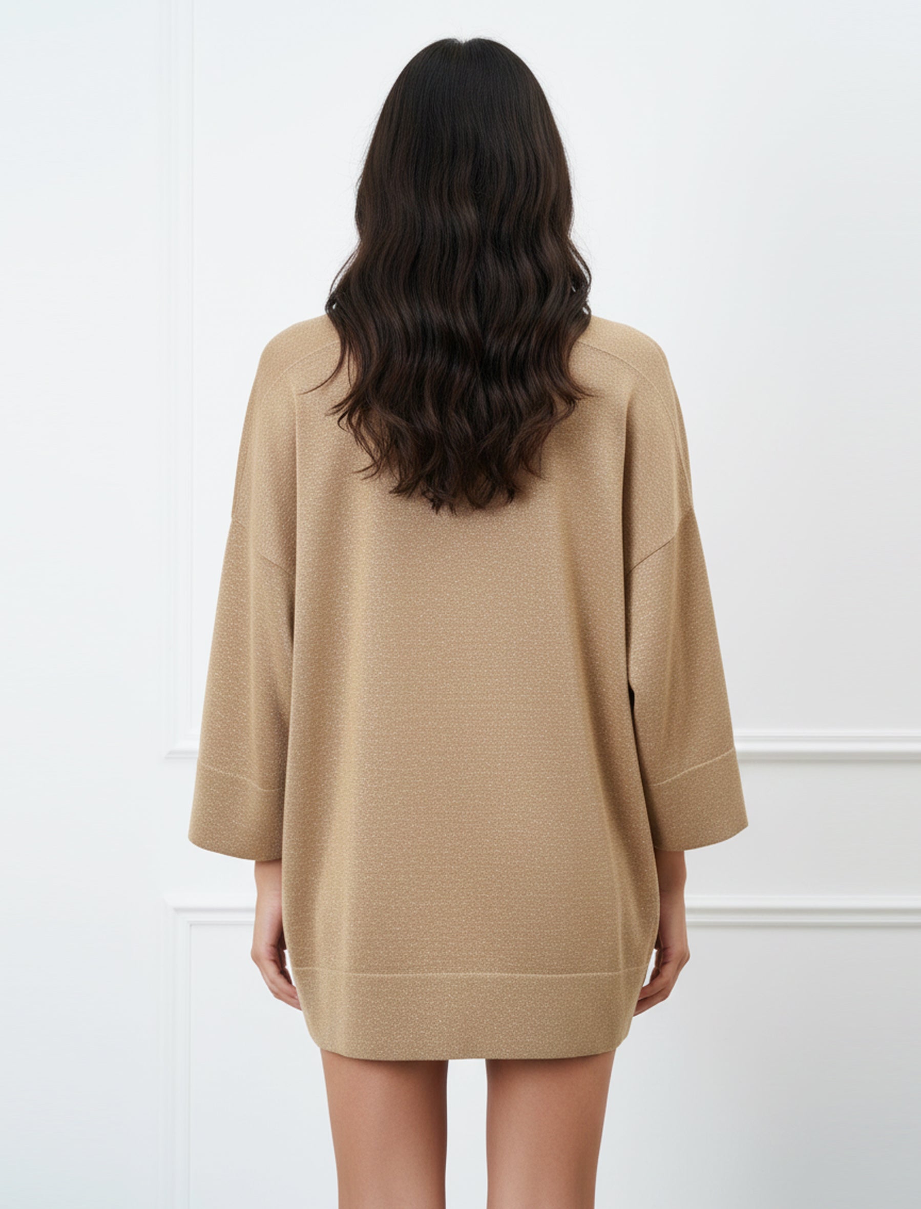 Cardigan in lurex Aggel SS02001K Tan Gold