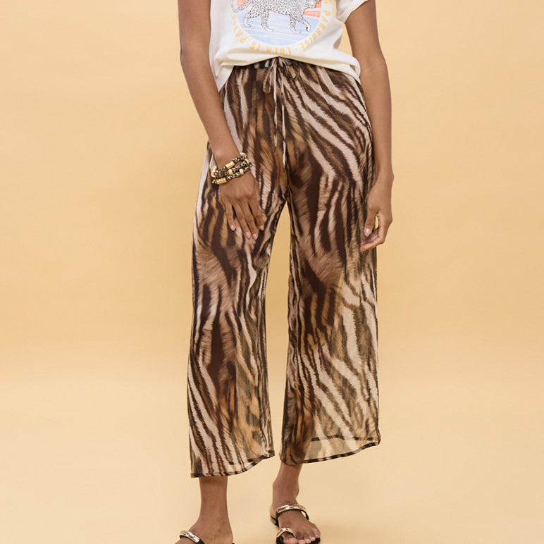 Pantaloni con stampa zebrata Lola Casademunt LS2614002 Marrone/Nero Donna