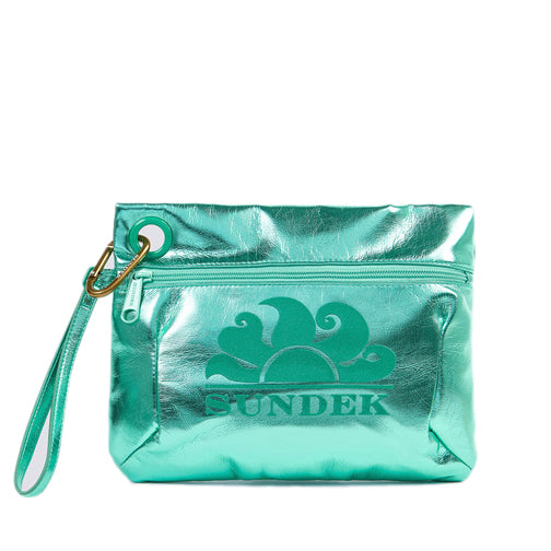 Clutch laminata con logo Sundek AW416ABPU7LA Blu Island
