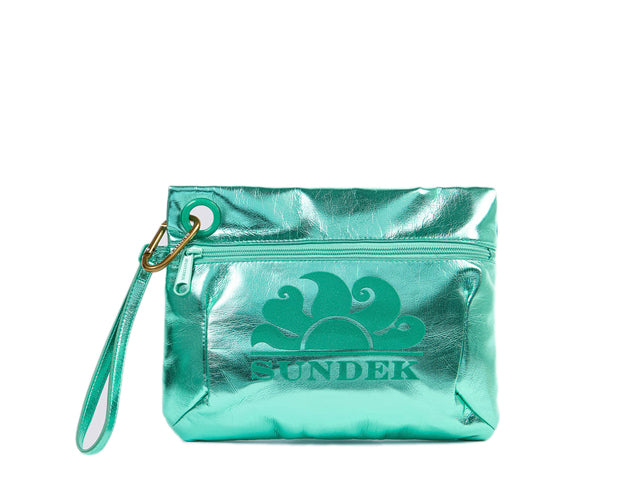 Clutch laminata con logo Sundek AW416ABPU7LA Blu Island