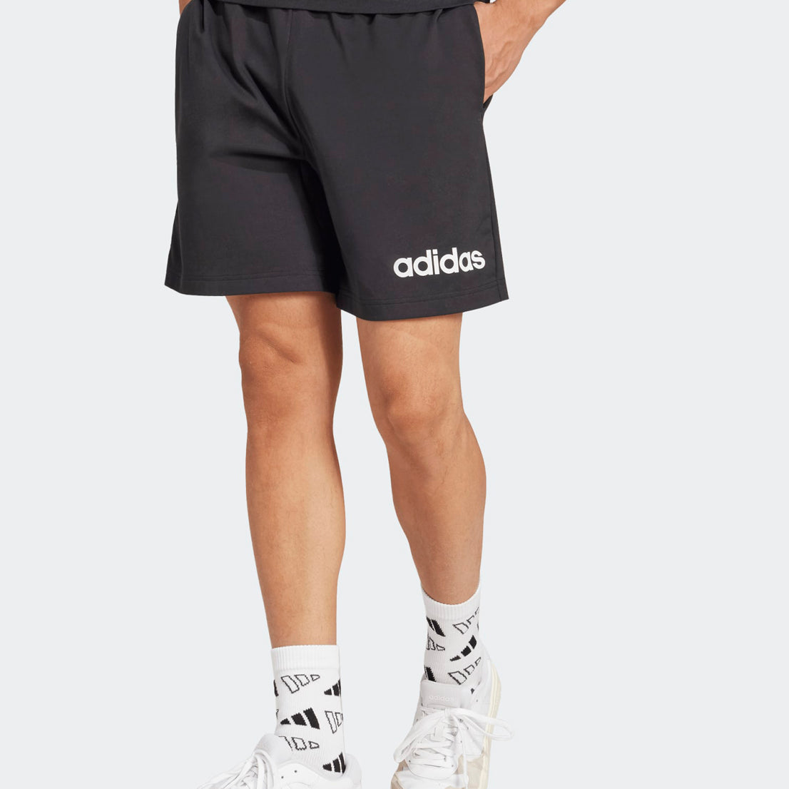 Shorts Adidas Essentials Linear Single Jersey JE9012 nero uomo vista frontale