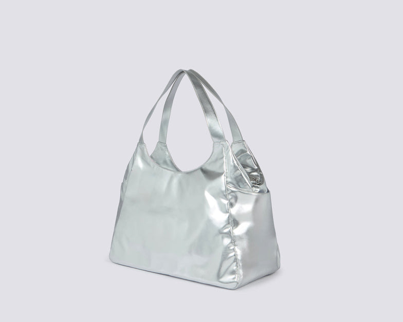 Borsa Shopper laminata con logo Sundek AW417ABPU7LA Silver
